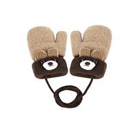 Moufles d'hiver pour Bébé 0 à 3 ans Enfant Garçon Fille Moufles Tricot Ours Gants avec Corde Epais Chaud Mitaines avec Doublure Polaire Thermique Isolées Neige Temps Froid Bambin Gants pour enfants