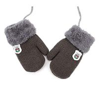 Moufles Enfant Bébé Filles Garçons Gants Hiver Gant de Ski Gants en Tricot Gloves Couleur Pure Gants Chauds Doublure Polaire Gants avec la Corde Tour du Cou Cadeau Noël 0-2 Ans,Gris foncé
