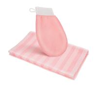 Moufles Exfoliant de Dos en Nylon, Ensemble Bain Rose Réutilisable | Mitaines et Chiffon, Polyester Souple, Usage Maison, Expérience Spa, Nettoyage Complet