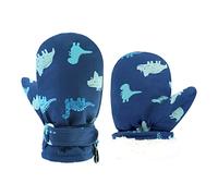 Moufles imperméables doublées en polaire pour bébé garçon et fille - Gants d'hiver chauds pour enfants de 3 à 5 ans, Dinosaure bleu., 3/12M （ no pouce ）