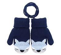 Moufles Polaire pour Enfants 0 à 3 Ans Bébés Garçons Filles Tricotés Gants d'hiver Renard Mignon Epais Chaud Mitaines avec corde pour Neige Ski Snowboard Cadeau de Noël