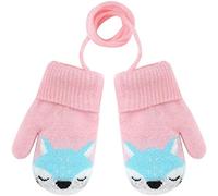 Moufles Polaire pour Enfants 0 à 3 Ans Bébés Garçons Filles Tricotés Gants d'hiver Renard Mignon Epais Chaud Mitaines avec corde pour Neige Ski Snowboard Cadeau de Noël