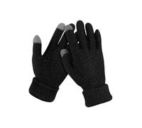 Moufles thermiques tricotées, gants d'hiver pour écran tactile, doublure en polaire épaisse, coupe-vent, gants pour garder au chaud, poignets élastiques antidérapants, noir