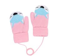Moufles Tricotés d'Hiver pour Enfants 0 à 3 Ans Gants en Renard Épais Mignon Moufles Polaires Gants Plein-doigts Motif Cartoon Moufles Chauds avec Corde pour Ski Snowboard Camping Vélo Noël