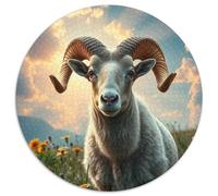 Mouflon 1000 Pièces Puzzle Rond Animauxs Das Tier Adultes Et Enfants Décompression Progressive Réduction du Stress Cadeau DécoRation 1000pcs (67.5x67.5cm)