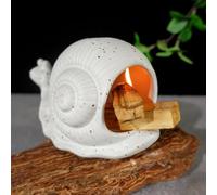 MOUGIGI Porte-encens en céramique blanche en forme d'escargot et cheminée moderne - Brûleur conique élégant pour bâtons de palo Santo et sauge - Parfait pour le nettoyage énergétique, le yoga, la