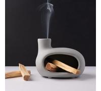 MOUGIGI Porte-encens Palo Santo en terre cuite moderne, brûleur de cône, cheminée de table, purifie et dynamise votre maison avec du bois de Palo Santo parfumé, sauge, parfait pour la méditation et le