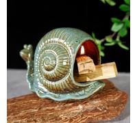 MOUGIGI Porte-escargot Palo Santo en céramique bleue - Cheminée élégante pour sauge, cônes d'encens et bougies - Idéal pour la méditation, le yoga, l'autel et la décoration d'intérieur - Facile à
