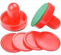 MOUJUCHI Air Hockey Pushers, Lot de 2 Patins en Feutre de 60 mm avec 4 palets Rouges pour Table de Jeu