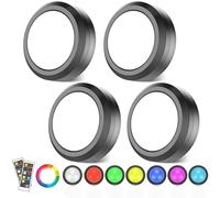 MOUJUCHI eclairage led cuisine sous meuble, 4 PCS RGB spot led sans fil lampe de placard lumiere led sans fil avec télécommande et fonction minuterie - Noir