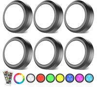 MOUJUCHI eclairage led cuisine sous meuble, 6 PCS RGB spot led sans fil lampe de placard lumiere led sans fil avec télécommande et fonction minuterie - Noir