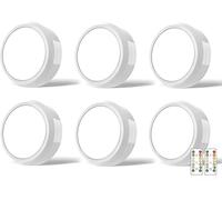 MOUJUCHI eclairage led cuisine sous meuble, 6 PCS spot led sans fil lampe de placard lumiere led sans fil avec télécommande et fonction minuterie - Blanc