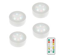 MOUJUCHI LED Cuisine sous Meuble, 4 Pcs Eclairage LED Cuisine sous Fonctionnement à Piles avec Télécommandes pour pour Armoire, Escaliers, Placard, Cuisine (Blanc)