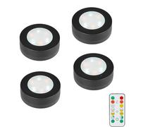 MOUJUCHI Lot de 4 Lampes sous-Meuble de Cuisine, alimentées par Piles, avec télécommande, luminosité Variable, pour Placard, Placard, escaliers, tiroirs, comptoir