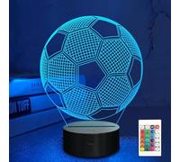 MOUJUCHI Veilleuse illusion 3D de football, 16 couleurs changeantes avec télécommande pour les enfants garçons