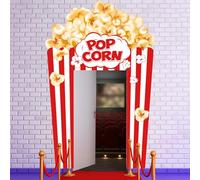 Moukeren Bannières de porche à popcorn - Décorations de fête sur le thème du film - Bannières de porte sur le thème du film - Décorations de porte pour Halloween, carnaval, cirque, cinéma
