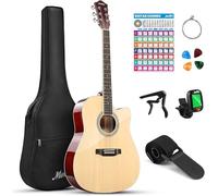 Moukey Acoustic Guitar Full Size Kits for Beginners Adults 4/4 Guitar Bundles with Chord Poster, Gig Bag, Tuner, Steel Strings, Strap, Natural
