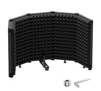 Moukey Bouclier d'Isolation de Microphone, Mousse D'insonorisation Bouclier Acoustique Micro avec 5 Panneaux acoustiques de Micro Réglable pour le Matériel de Studio