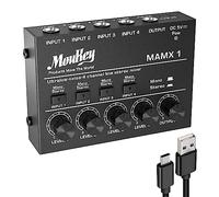 Moukey Mélangeur Audio Stéréo pour studio, 4 canaux pour clubs, bars, scène, table de mixage, guitare, basse, clavier, MAMX1