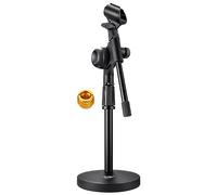 Moukey Pied de Micro Table Bureau Support Microphone Hauteur Réglable 22-36 cm avec Adaptateur 5/8" vers 3/8"