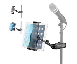 Moukey Support Tablette de Microphone, Pieds de Micro Musique Pivotant à 360°, Support de Tablette et Téléphone pour iPad, iPad Pro, iPad Mini 4,7-12,9 Pouces Tablettes Smartphones