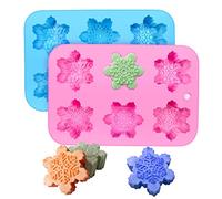 Moul Silicon Noel, Moule Flocon, Lot de 2 gâteau Chocolat Pudding Jelly Savon Muffin plateaux de Noel Moule Gâteau Moules Outils de Cuisson Bricolage Moule - Rose