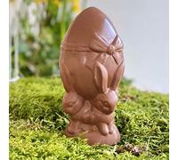 Moulage chocolat de Paques LAPINS OEUF SUR LE DOS 140g - chocolat de Pâques - Fabrication artisanale en France - chocolat de paques lapin poule cloche poussin oeuf