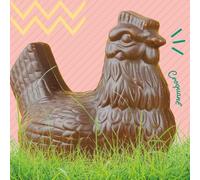 Moulage chocolat PAQUES LA POULE JOSEFINE chocolat lait éclats de noisettes170g - chocolat de Pâques - Fabrication 100% artisanale et Française - chocolat lapin poule cloche poussin oeuf