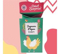 Moulage chocolat PAQUES L'OEUF SURPRISE - chocolat de Pâques Personnalisé avec votre message - Fabrication 100% artisanale et Française (Chocolat blanc)