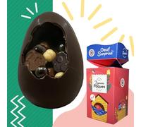 Moulage chocolat PAQUES MARYSE L'OEUF SURPRISE 150g - chocolat de Pâques - Fabrication 100% artisanale et Française - chocolat lapin poule cloche poussin oeuf (CHOCOLAT NOIR)