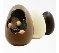 Moulage chocolat PAQUES MARYSE L'OEUF SURPRISE 150g - chocolat de Pâques - Fabrication 100% artisanale et Française - chocolat lapin poule cloche poussin oeuf (CHOCOLAT LAIT)