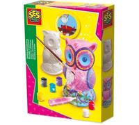 SES Creative 01285 Moulage en plâtre - Hibou, kit créatif DIY pour enfants, Multiples