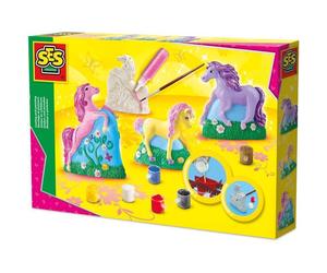 Moulage et peinture - SES CREATIVE - Hobby Pink - 3 chevaux - 3 figurines à créer avec plâtre - Peinture et paillettes - Age : 5+