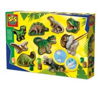 Moulage et peinture - SES CREATIVE - Le monde des dinosaures - 9 dinosaures en plâtre