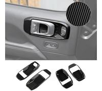 Moulage Intérieure Garniture intérieure Pour Jeep Pour Wrangler JL Pour Gladiator JT 2/4 Portes 2018-2023 Moulures Intérieures Poignée Porte Intérieure Voiture Couvercle Décoration Bol(Carbon Fiber 4-