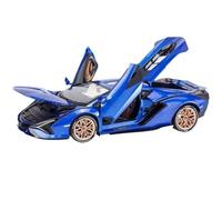 Moulage sous Pression Voiture 1:18 pour Lamborghini SIAN FKP 37 Modèles Voitures en Alliage Portes Ouvrables Véhicule D'affichage Collection Ornements Souvenirs(Blue)