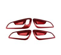 Moulages intérieurs Auto Compatible Avec Ford Pour Focus 3 Pour MK3 2015 2016 2017 2018 4 Pièces Décoration Garniture Poignée Porte Autocollant Couverture Volant LHD(Red)