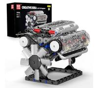 Mould King 10088 MOC Technology (V8) Huit cylindres en Ligne Bloc - cylindres pour Moteur à Essence, kit de Brides Techniques avec Moteur électrique et boîte de Batterie Moteur V8 (535 PCS +)