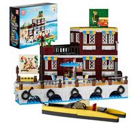 Mould King 10143 Wharf Jouet de construction Blocs de construction Maison de pêcheur avec bateau de pêche Port Jouet Salle à manger MOC Cadeau pour adultes et enfants (989 pièces)