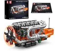 Mould King 10200 Technology Track Engine Block Toy Set, 3070 pièces Bloc de Serrage Moteur avec Transmission de Moteur de Batterie, modèle de Construction pour Enfants et Adultes créatifs