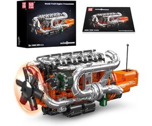 Mould King 10200 Technology Track Engine Block Toy Set, 3070 pièces Bloc de Serrage Moteur avec Transmission de Moteur de Batterie, modèle de Construction pour Enfants et Adultes créatifs