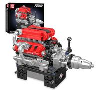 Mould King 10204 V8 Kit de maquette de moteur qui fonctionne - Ensemble de blocs de construction de réplique de moteur de voiture, modèle à construire pour affichage, cadeau pour les amateurs de