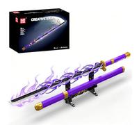 Mould King 10260 Épée Style Anime en Briques de Construction avec éclairage LED, modèle de Sabre Lumineux pour Adultes, épée Pirate-samouraï de Cosplay avec Fourreau et Socle de présentation