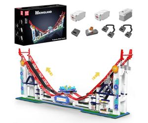 Mould King 11030 Montagnes Russes Motorisées, 2262 Pièces, Modèle de Parc | Grand modèle de parc d’attractions pour adultes, avec 2 moteurs L, boîtier à piles, interrupteur et mécanisme mobile