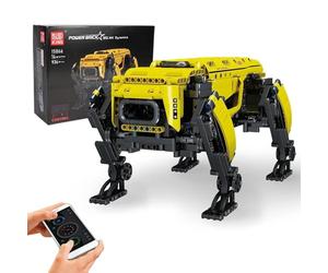 Mould King 15066 Technologie Jaune Quatre Pieds Machine Chien Bloc de Construction kit, Module d'alimentation RC mécanique Intelligent Robot Programmable éducatif Stem Toys 936 pièces
