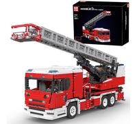 Mould King 17022 Camion de Pompiers Télécommandé avec Échelle Pivotante - Kit de Construction Technique avec Moteurs, Grand Modèle de Blocs pour Adultes et Adolescents
