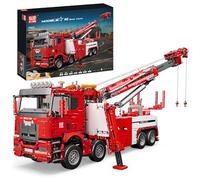 Mould King 17027 Technik Modèle de Camion de Pompiers - 4 420 pièces - Camion télécommandé (Via télécommande et Application) avec Grue - Équipé de 7 Moteurs - Kit de Construction pour Adultes