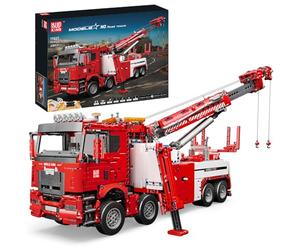 Mould King 17027 Technik Modèle de camion de pompiers - 4420 pièces | Camion télécommandé (via télécommande et application) avec grue - Équipé de 7 moteurs - Kit de construction pour adultes
