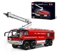Mould King 19004 Technique Airport Véhicule de sauvetage Modèle 6653 pièces Airport Fire Truck avec télécommande et application Dual Control Véhicule de sauvetage Camion Jouet Kit de construction