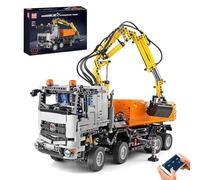 Mould King 19007 Grue d'ingénierie Bloc de Camion pneumatique, Camion d'ingénierie avec télécommande et Moteur électrique, 2819pcs Grand MOC télécommande Voiture Brique Brique Jouet